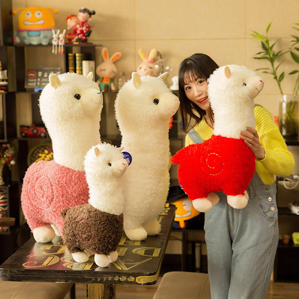 Söt Alpaca Plyschdocka Fyllda Djur Plysch Fårkudde (Rosa,