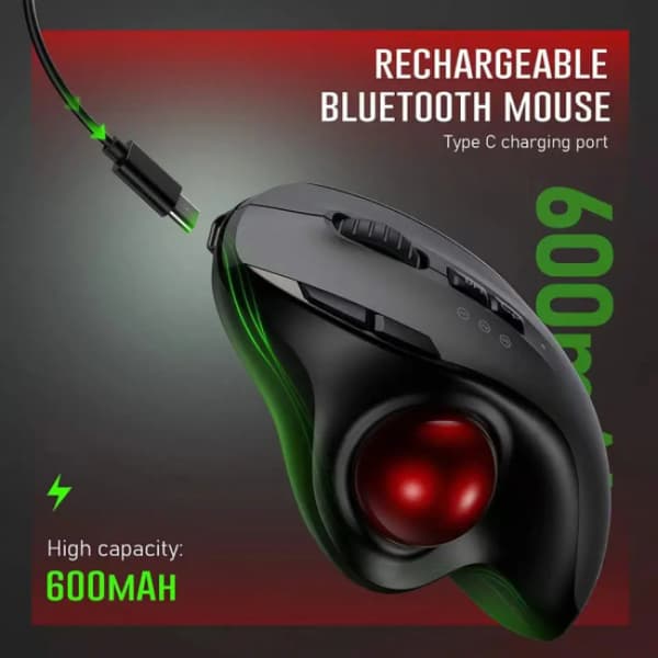 2.4G+Dual Bluetooth trådløs trackball-mus, 3-enhedsforbindelse