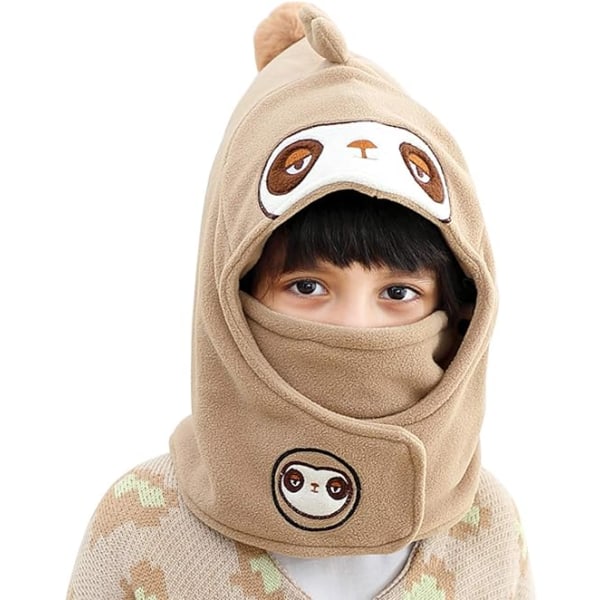 1 stk Khaki 4-12 års balaclava fleece for barn tykk varm i Wi
