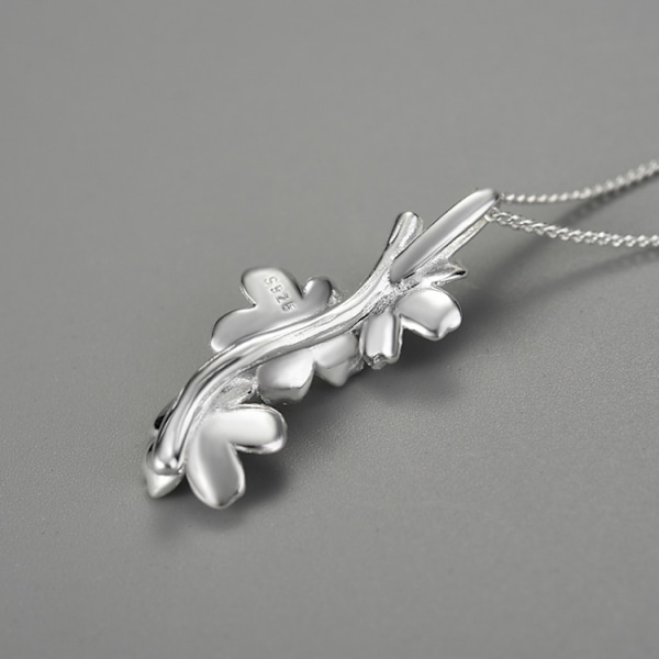 Äkta 925 Sterling Silver Lång Elegant Blomhänge Mode Smycke