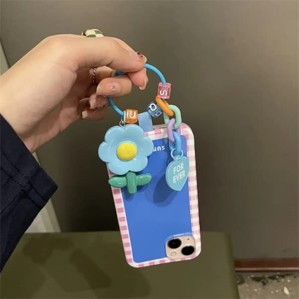 3 st nya söta 3D-blommor hängande telefonkedja för iphone  kvinnor flicka