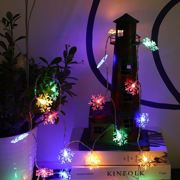 Snowflake Fairy Lights 3M 20 stk Led Batteridrevne String Lights Flerfarget dekorasjon til jul