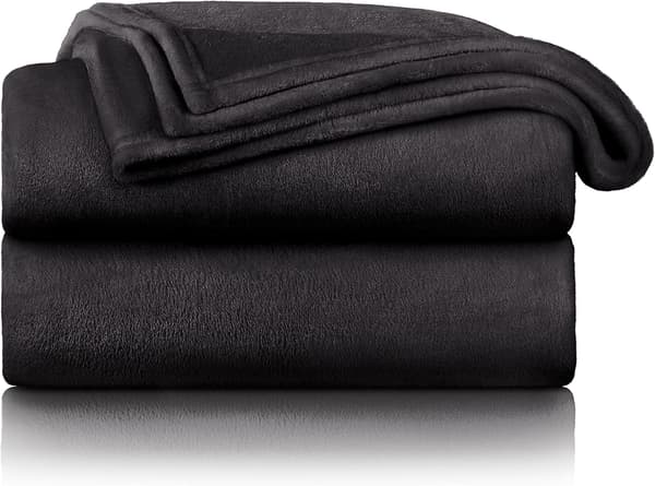 Super blød fleece tæppe - bløde tæpper til sofaer og senge én størrelse 150 x 200 cm sort 1 stk
