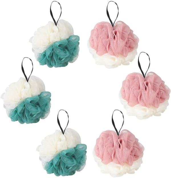 Badpuff Mesh Brush Extra Dense Duschboll för Loofah Sponge Body Scrub Puff （6 pack）