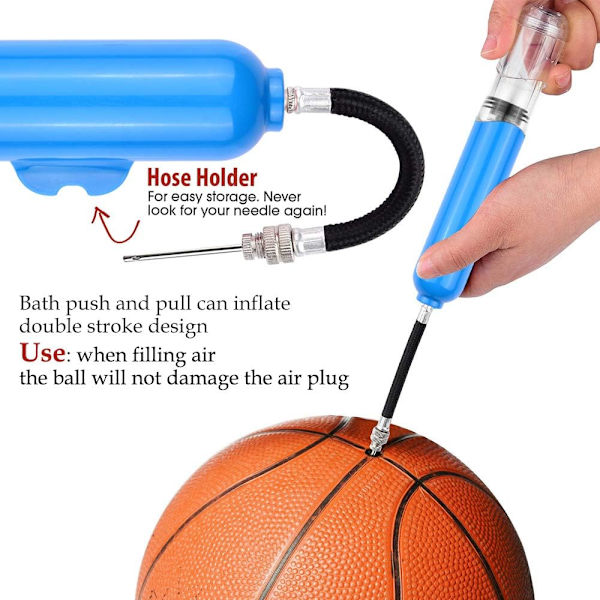 2-nåls bollpump, Mini manuell luftpump, Bärbar tvåvägs uppblåsning