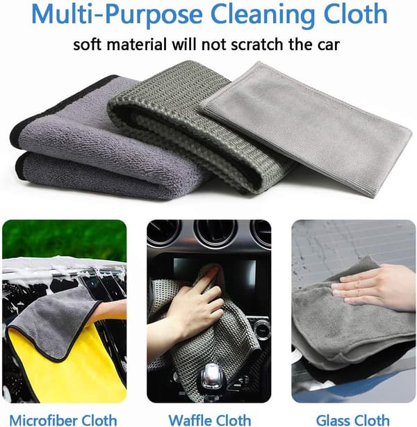 12PCS Bilsæt til bilrengøring, professionelt mikrofiber bilsæt til bilvask