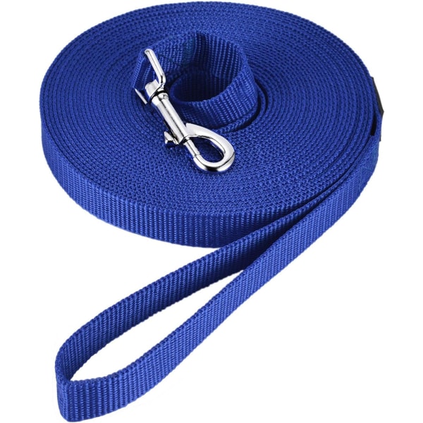 Hundebånd, hundetreningsbånd med håndtak Langt hundebånd Nylon håndfri stropp for små til store hunder Pet Walk Jogging 10m * 2,5cm (blå)