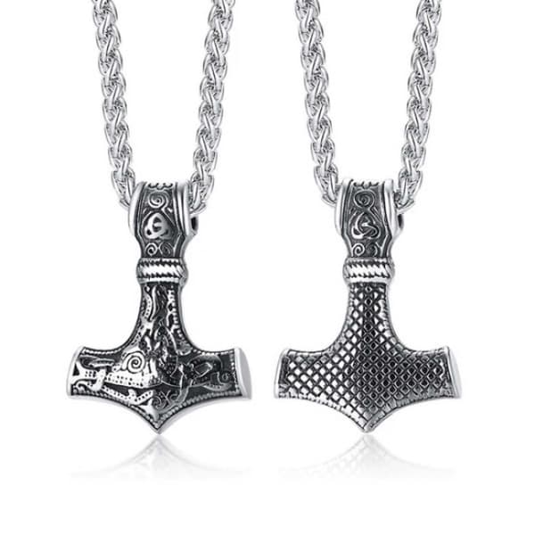 Silver Viking Halsband Thors Hammare Mjolnir Kedja