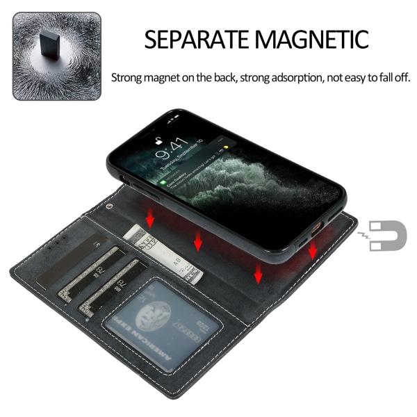 iPhone 12 pro max Fodral, Plånboksfodral för Kvinnor Män, Vikbar PU Läder
