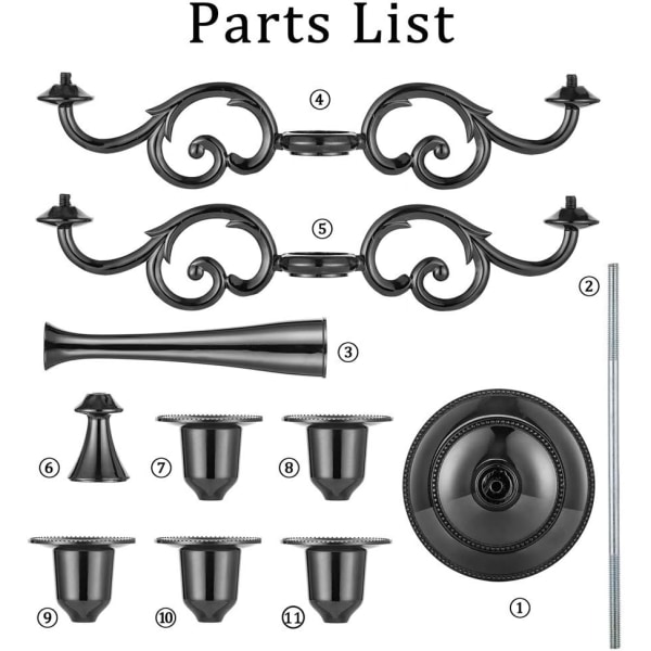 5 Lysestaker for Bryllup, Sink Legering Lys, Spisebord, Ca