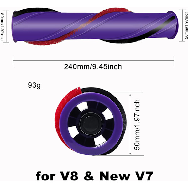 Vaihdettava puhdistusharja Dyson V8 Total Clean V8 Animal V7 -laitteeseen