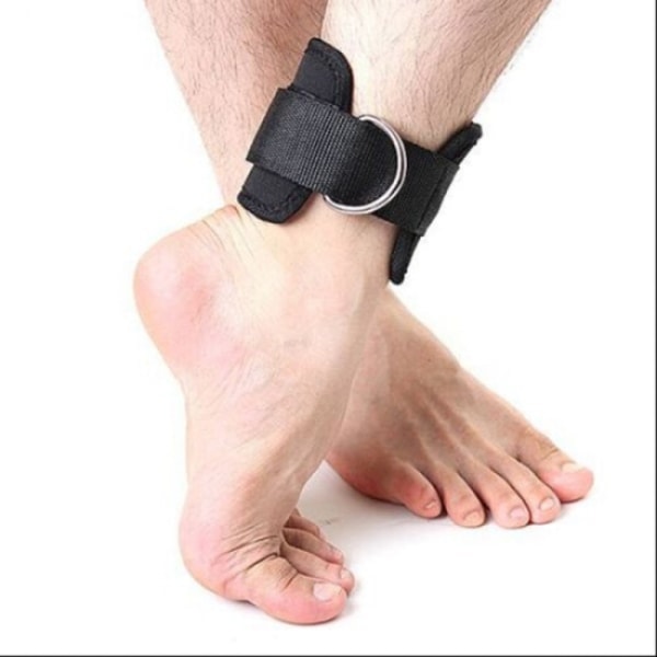 Black Gym Weightlifting Multi Ankle Strap D-Ring