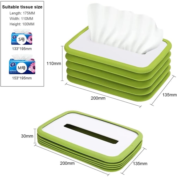 Tissue Box Elastisk Løftebil Silikon Tissue Box Sammenleggbar Elastisk Tissue Box for hjem, kontor og bil (hvit)