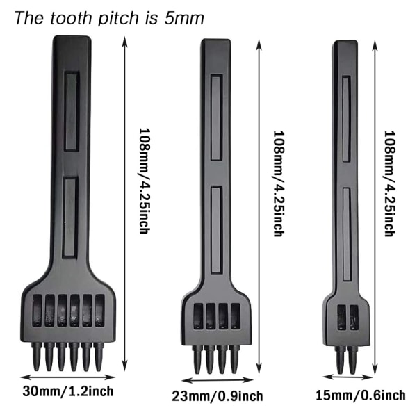 Nahkainen (5MM) nahkareikätyökalusarja, 3 kappaletta DIY-nahkareikä