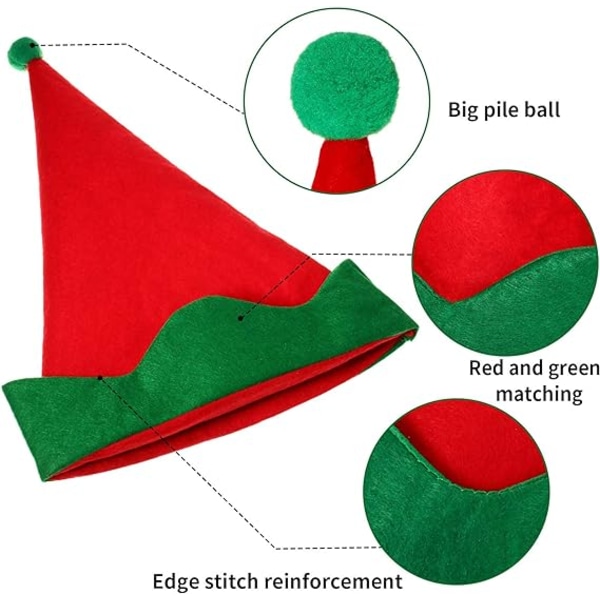 4 st gröna tomteluvor i filt, jultomteluvor, juldekoration, festtillbehör, presenter till barn (röd)