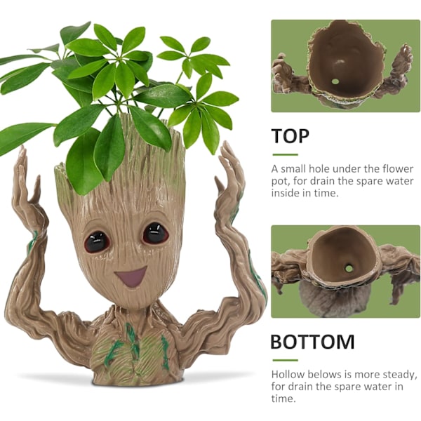 Baby Groot Blomkruka, Cartoon Baby Groot Blomkruka med Dränering