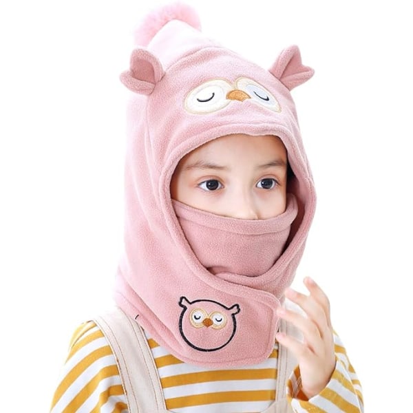 1 stk ugle 4-12 år gammel børnebalaclava fleece tyk varm i