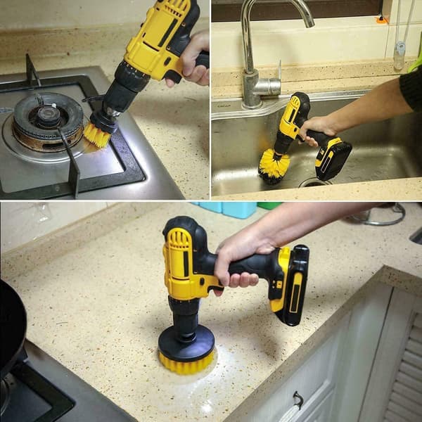 4 stk. Drill Cleaning Brush, Brush for Drill Car Tile Carpet Ba