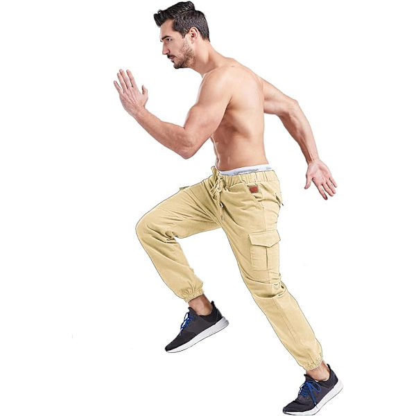 Herr Joggerbyxor Cargo Sweatpants Elastisk Midja Sweatpants Plus