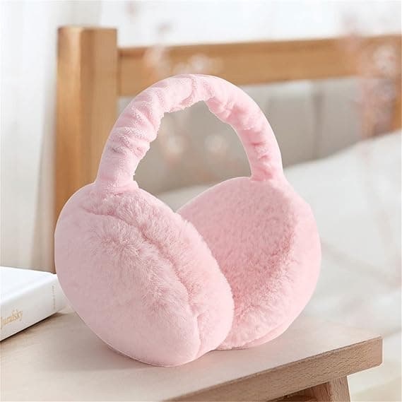 1 stk rosa øreklokker for kvinner Vintertilbehør Plysj Fluffy Sammenleggbar