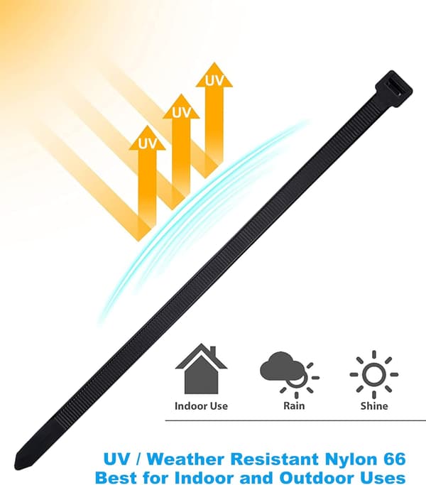 100 stk. Kabelbindere i plast, sorte kabelbindere 300 x 3,6 mm nylon