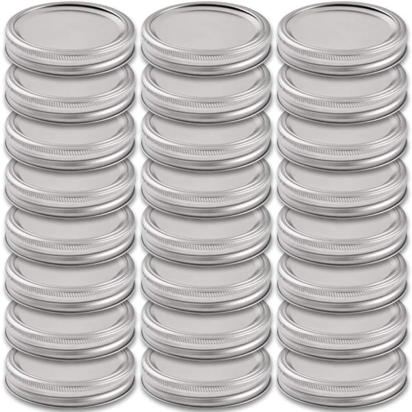 24 sarjaa tavallisia Mouth Mason Jar -kannet ja -renkaat, uudelleenkäytettävät metalliset Ma