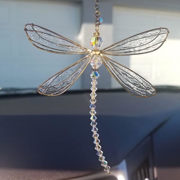 Dragonfly Crystal Suncatcher, Rainbow Prism, Hängande Kristaller Orn