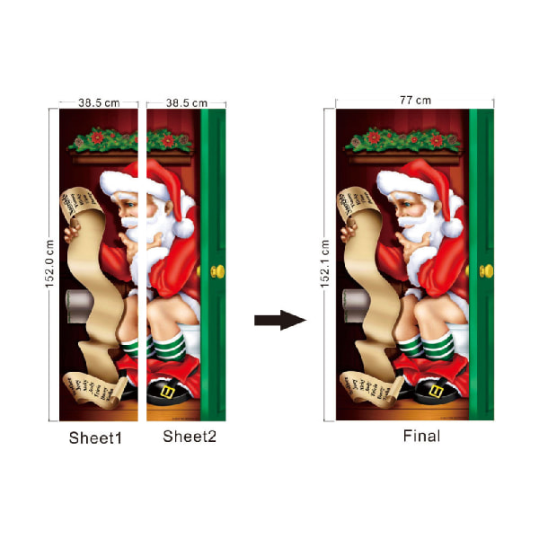 Christmas Party Decorations Christmas Door Stickers Removable Waterproof Wall Stickers Bedroom Living Room DIY Wallpaper S