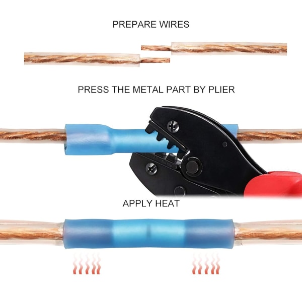 200 st metallvärme krympslang koppling röd blå gul förhållande