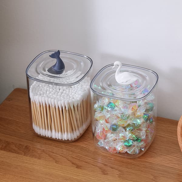 Bomullsdosa Dispenser Organizer ABS+AS Plast Bomullsbox Bomull