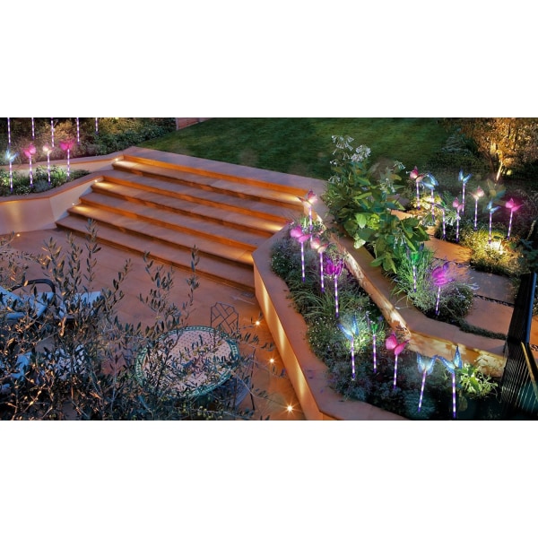Sällsynt solcellslampa i form av en pärla med färgväxlingseffekt - 3-pack solcellslampor i form av fjärilar med LED-lampor