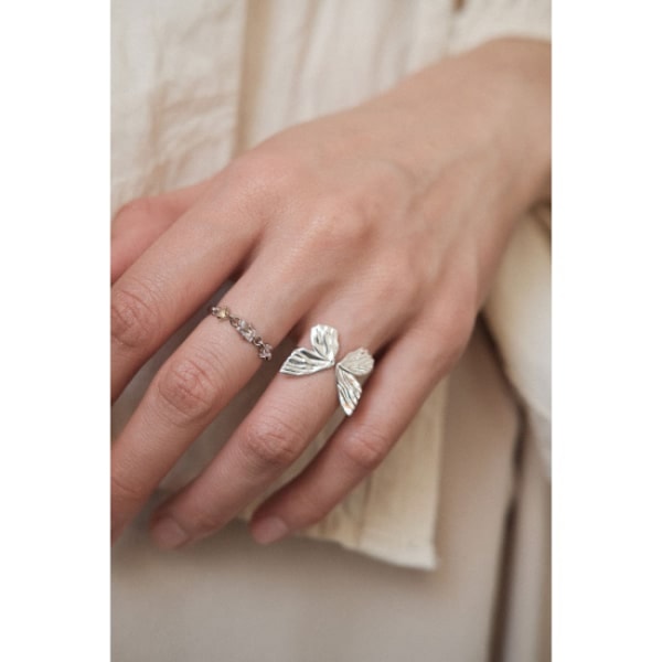 S925 Silver Ring Butterfly Silver