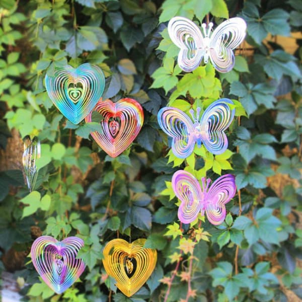 Roterende og reflekterende vindklokker - Butterfly Silver