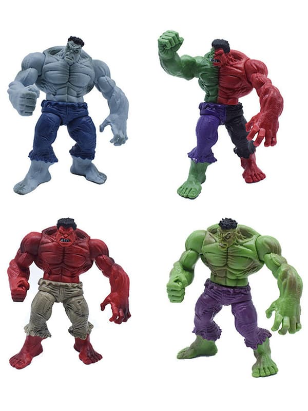4 st actionfigurleksak, 11,5 cm Hulk-figur, inklusive explosion A