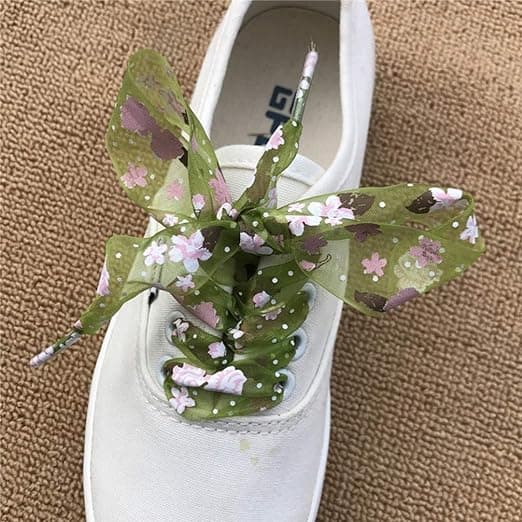 4 par blommönster skosnören transparent tråd breddad slips sko