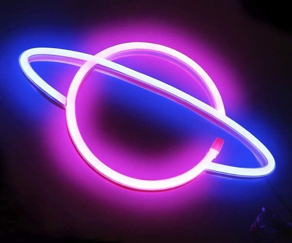 Planet Neon Lys - Led Planet Neon Lys Rosa / Blå Planet