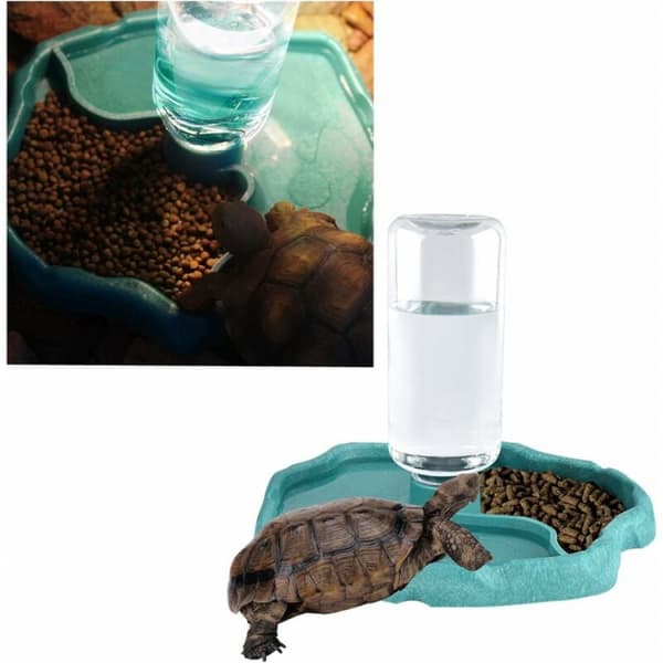 Blå Reptil Vann Dispense, 2 i 1 Anti-Overflow Mat Dispense