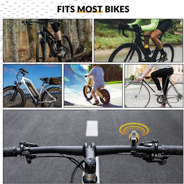 Fra 22 til 31,8 cm, Sort Sølv Kraftig Cykelklokke, Universal Bi