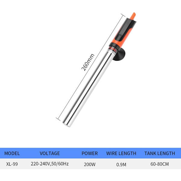 200W Akvarie Varmelegeme Automatisk Termostat Ekstern Justerbar