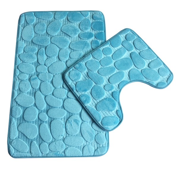 2-pack halkfria badrumsmattor mjuka piedestal badrumsmattor absorberande toalettmattor U-formad toalettmaskin tvättbar himmelsblå