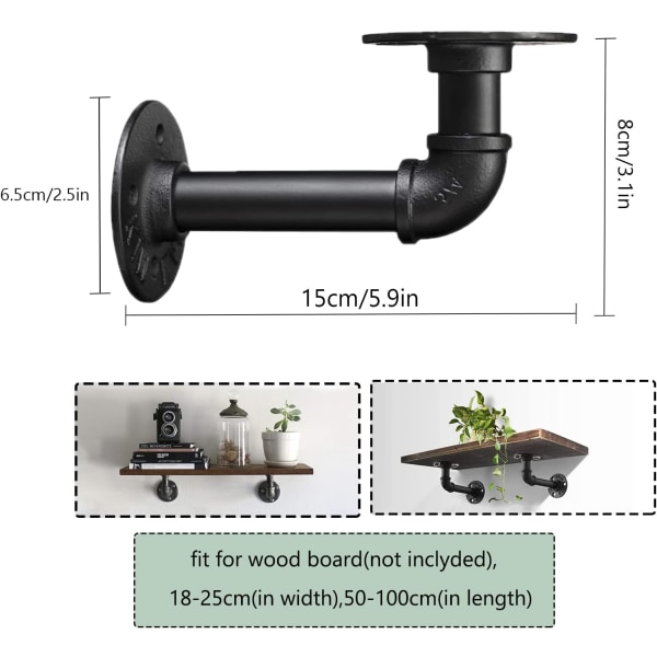 4 kpl seinäkiinnikettä 15 x 8 cm retro metallia hyllytuki