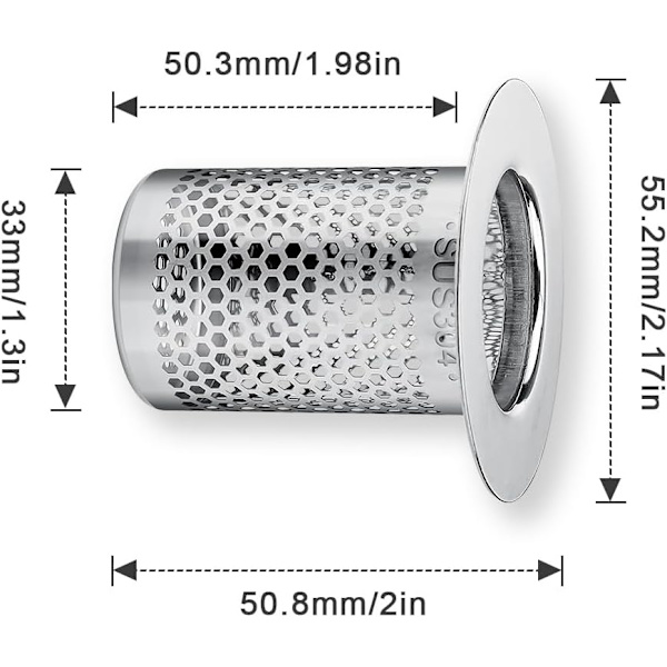 Hårfilter för dusch, 3 st rostfritt duschhårfilter, 5.