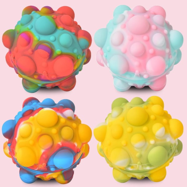 4 st 3D Anti-tryck Squeeze Pop Ball It Fidget Toy Gratis Matkvalitet Silikon Sensoriska Leksaker Stressbollar för Barn Vuxna Äldre Över 1 År