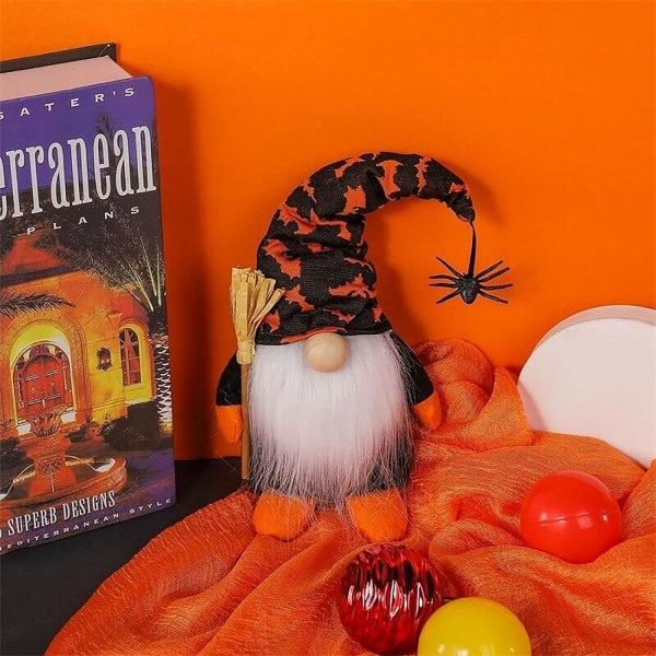 Fyllda jultomtar för Halloween Halloween dekoration Juldekoration Ansiktslös docka för hemmet (orange)