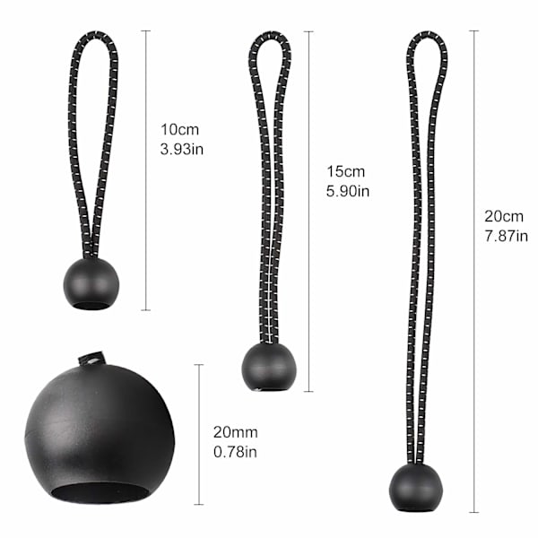 20 kappaletta kumivenyttäjää pallolla, 6 kpl x 10 cm + 8 kpl x 15 cm + 6