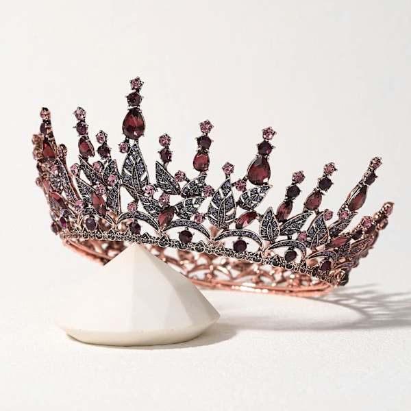 Barok Dronning Krone til Kvinder, Rhinestone Bryllupskrone, Sort Tiara Kostumefest Tilbehør til Fødselsdag Prom (Lilla)