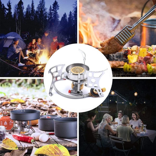 Campingspis 3900W Bärbar och hopfällbar Minigaspis Vindtät och med Piezo-tändning Brännare Campingspis för Utomhusvandring Picknick