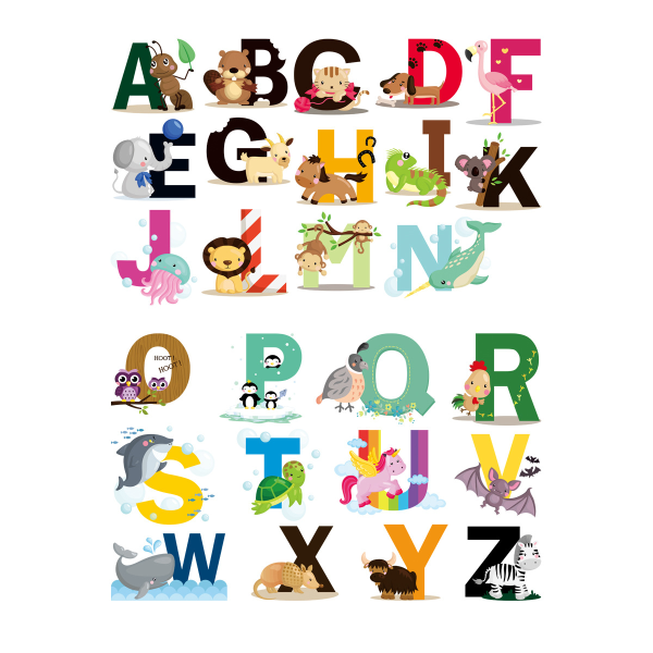 26 klistermärken med engelska alfabetet för barnrummet dagis wal