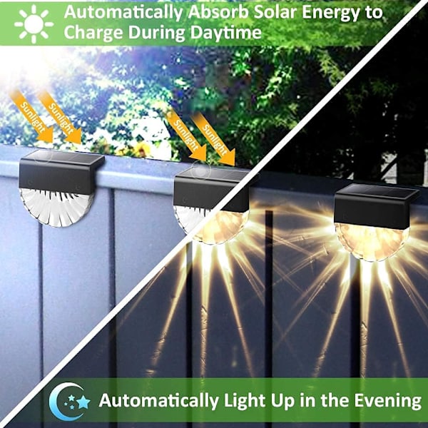 Aurinkoenergialla toimiva ulkoseinävalaisin, 6 kpl lämmin valkoinen