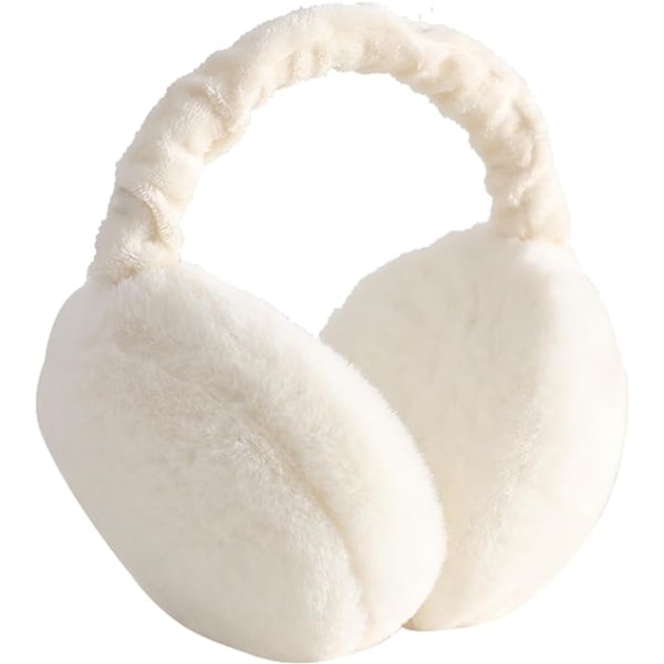 1 st vita öronmuffar för kvinnor vintertillbehör plysch fluffig vikning